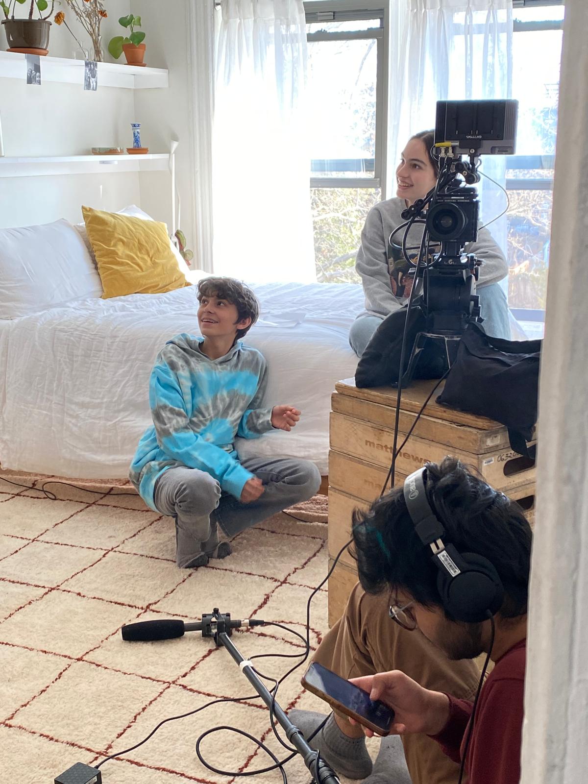 Nicolás Devoto on set between camera setups
